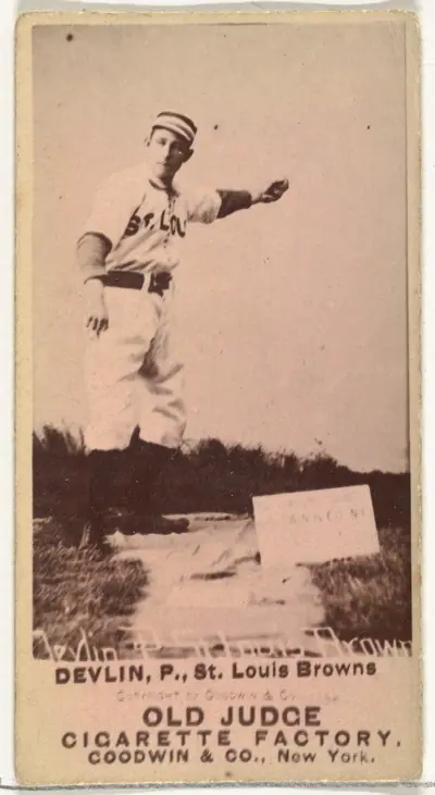 James H. "Jim" Devlin, Pitcher, St. Louis Browns, from the Old Judge series (N172) for Old Judge Cigarettes