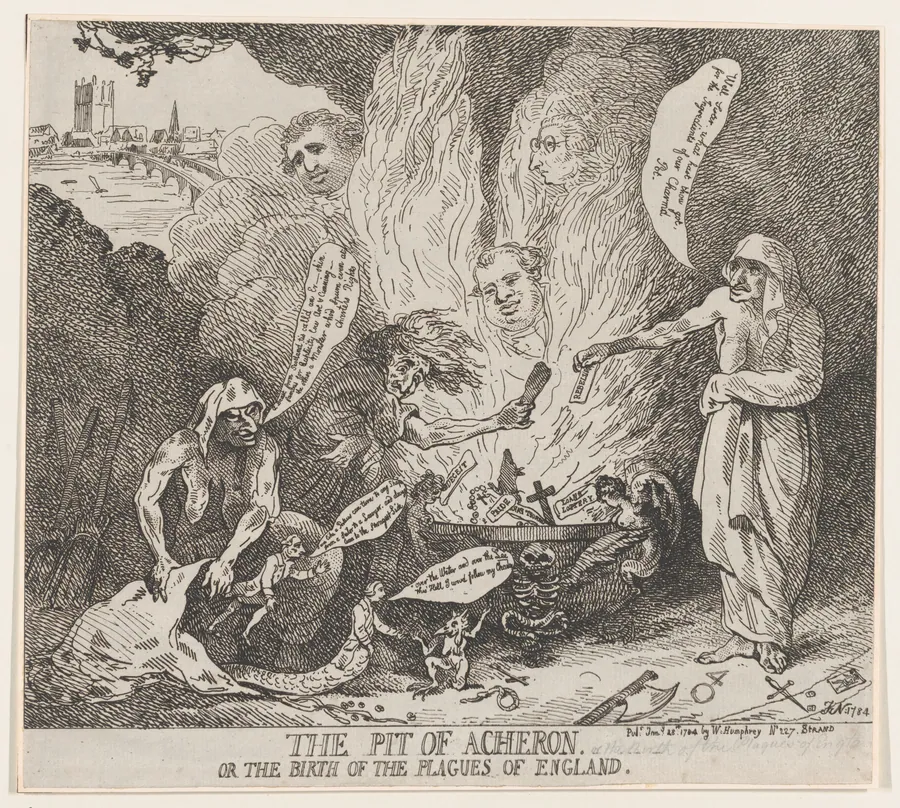 The Pit of Acheron or The Birth of the Plagues of England by Thomas Rowlandson