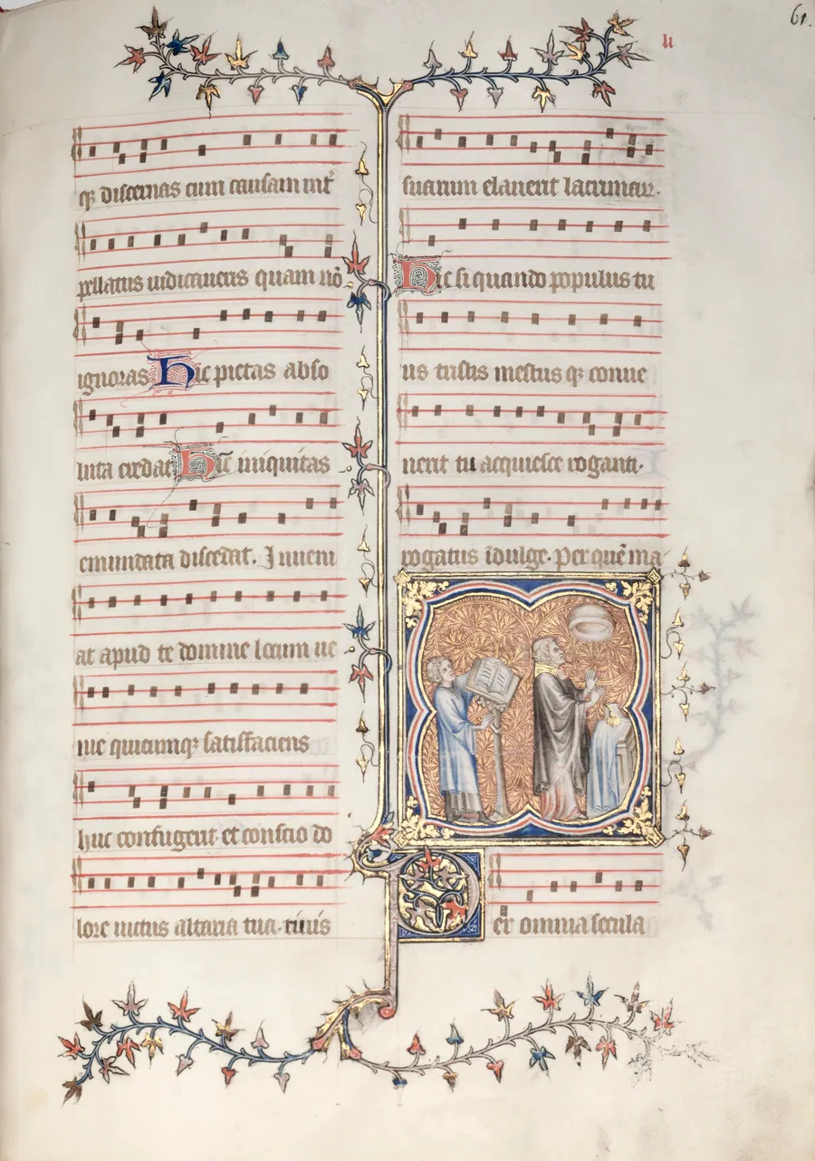 The Gotha Missal:  Fol. 61r, A Priest Singing the Office by Master of the Boqueteaux