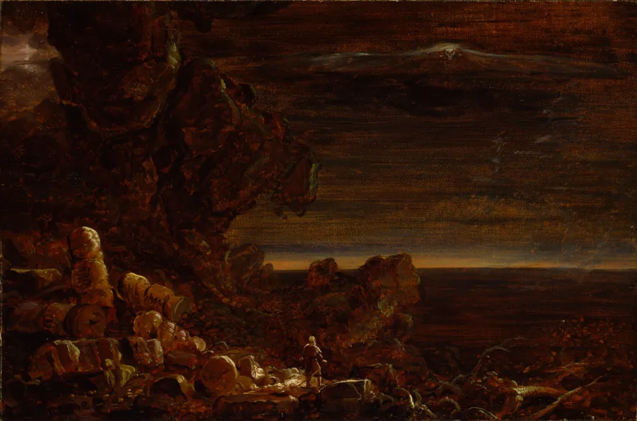 The Pilgrim of the World at the End of His Journey (study for the series, The Cross and the World) by Thomas Cole, born Bolton-le-Moors, England 1801-died Catskill, NY 1848