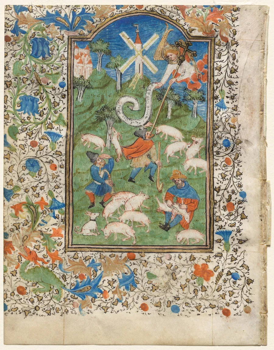 Annunciation to the Shepherds: Leaf from a Book of Hours (1 of 6 Excised Leaves) by Henri d'Orquevaulx