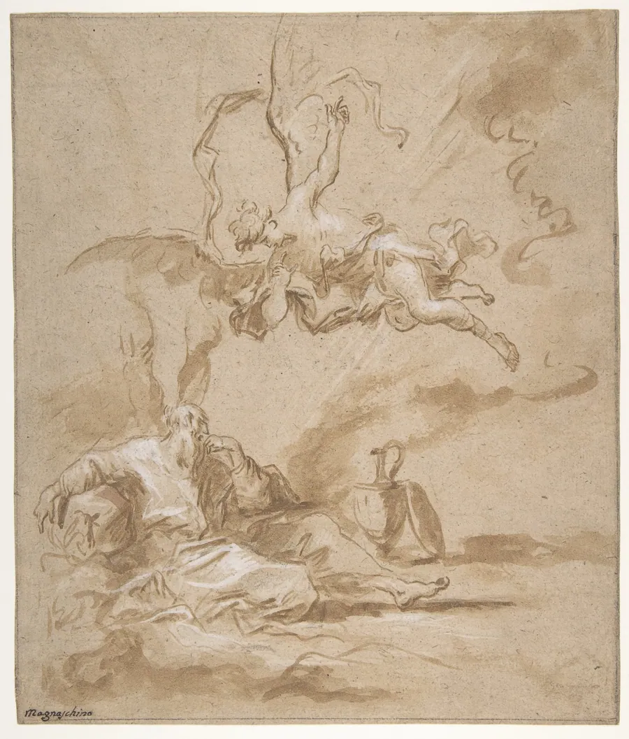 Elijah Visited by an Angel in the Wilderness (1 Kings 19:4-8) by Alessandro Magnasco
