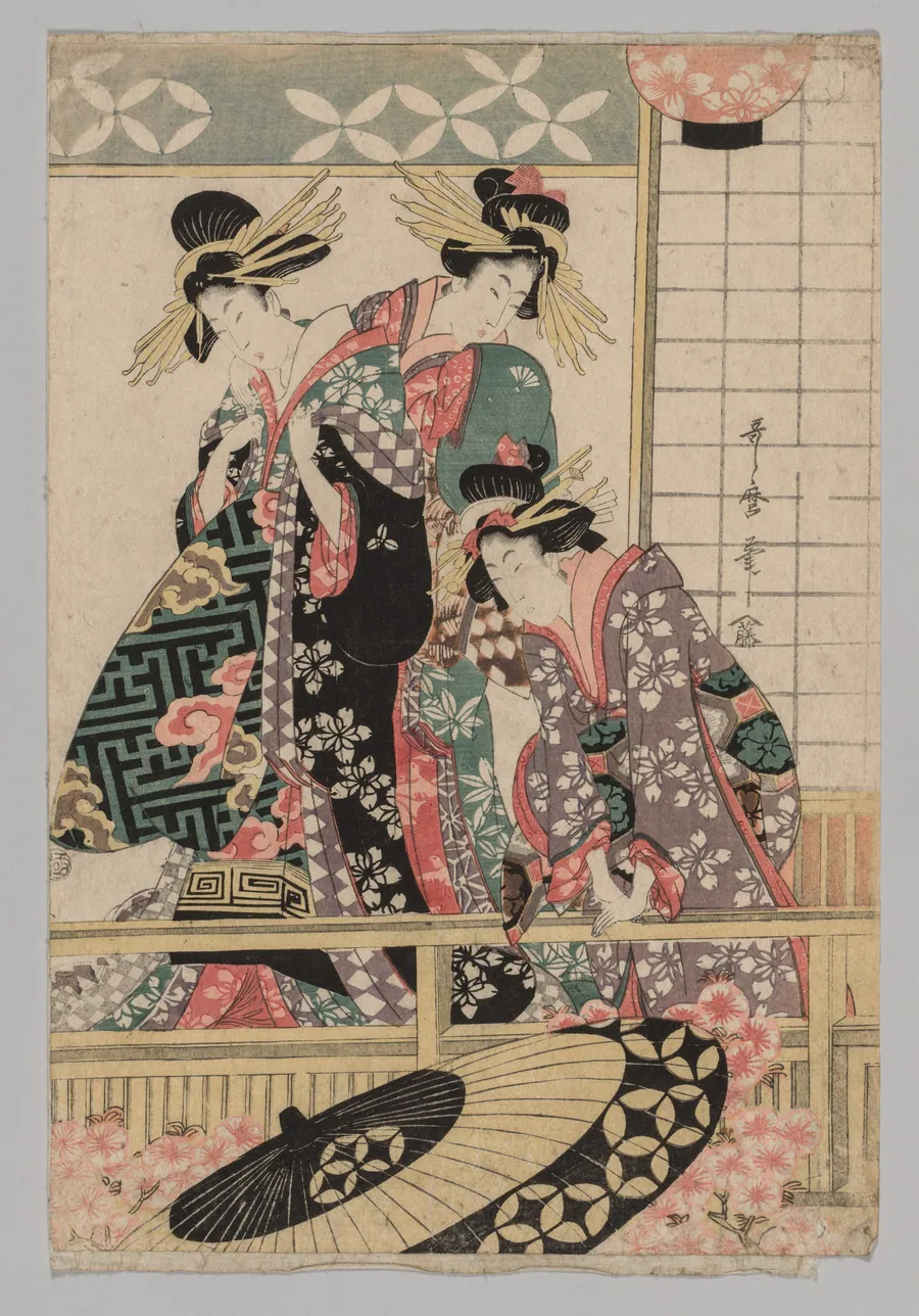 Yoshiwara Women Looking into the Street at Springtime by Kitagawa Utamaro