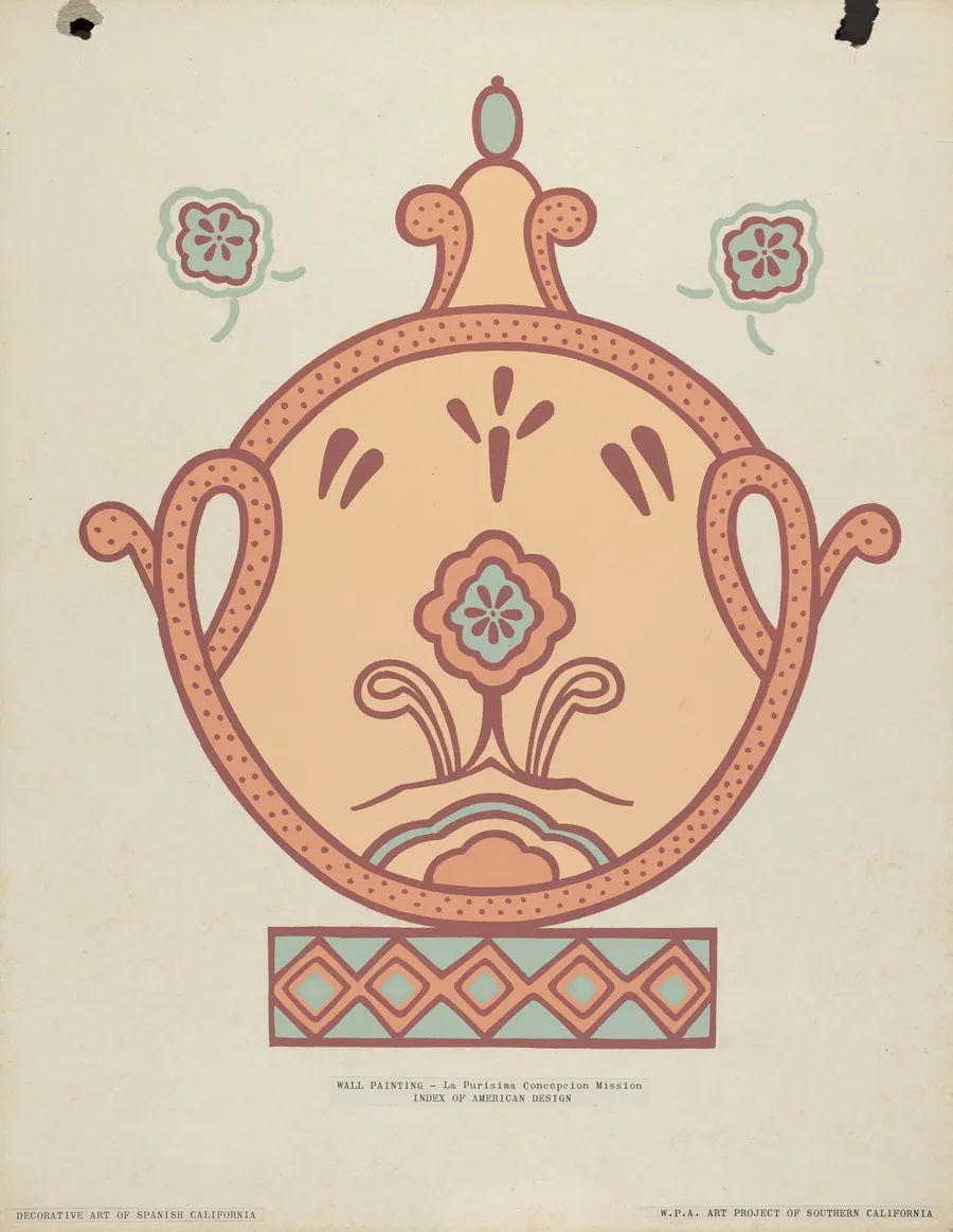 Mission La Purisima Concepcion Wall Painting from the portfolio "Decorative Art of Spanish California" by American 20th Century