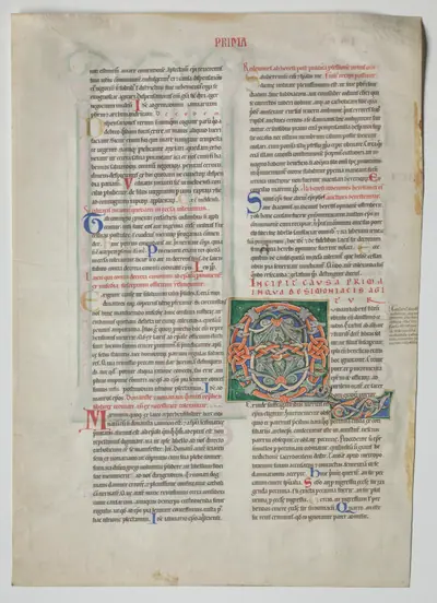 Single Leaf from a Decretum by Gratian: Decorated Initial Q[uidam habens filium obtulit]