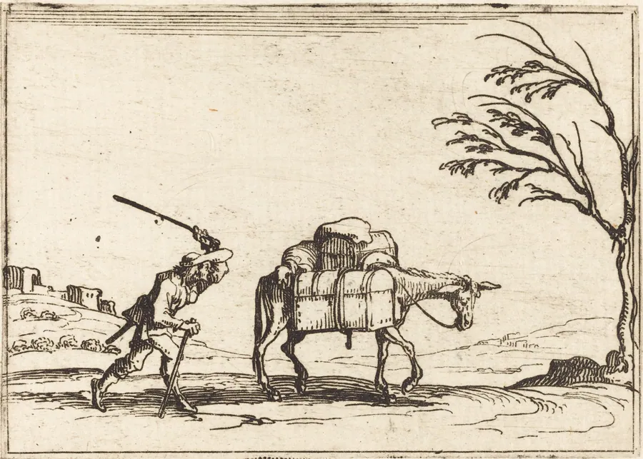 Peasant Whipping his Donkey by Jacques Callot