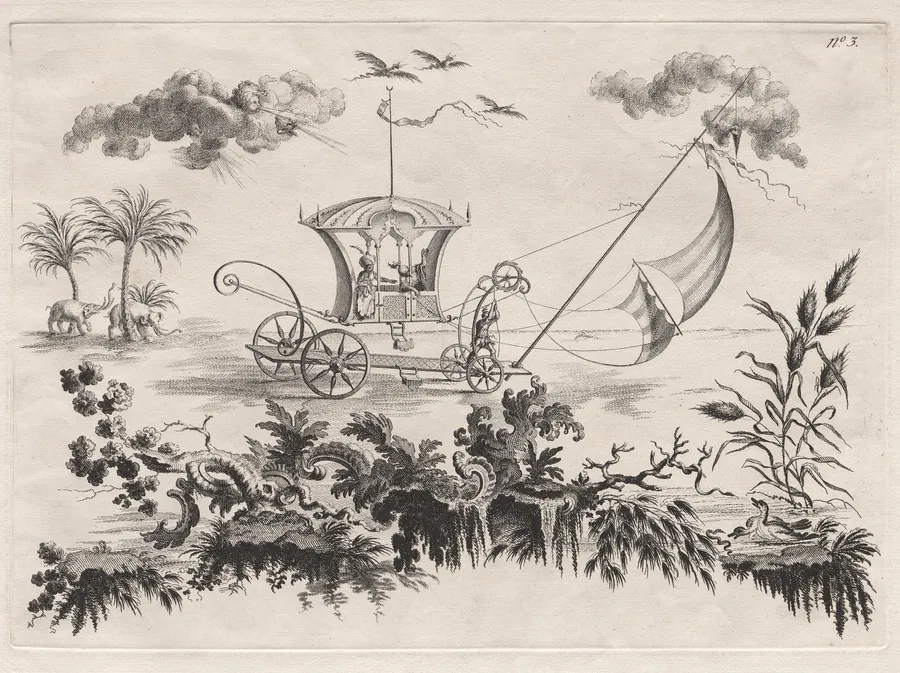 The Carriages used on the Moon and which move by sails by Filippo Morghen