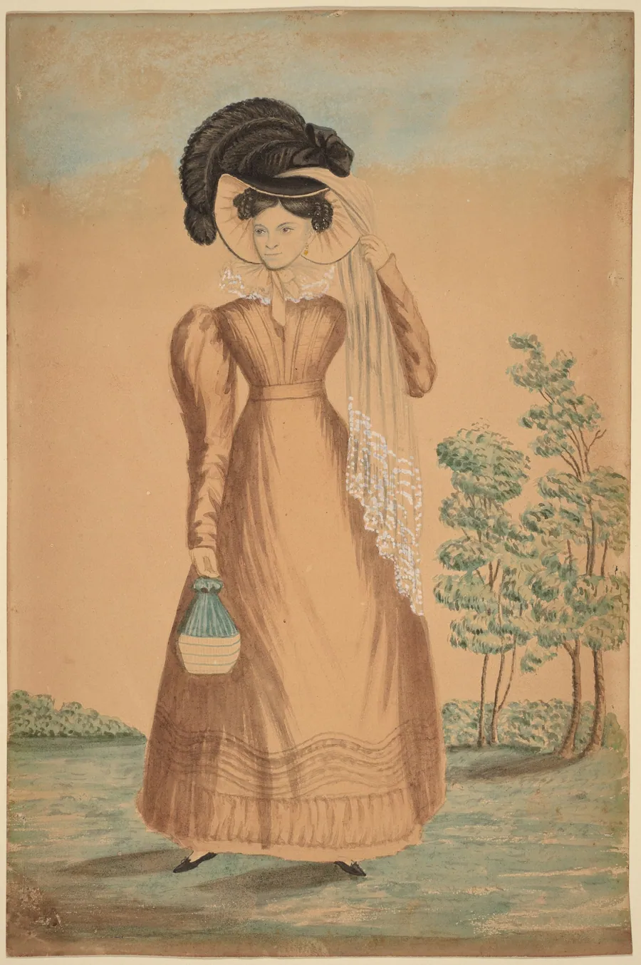 Woman with Plumed Hat by American 19th Century