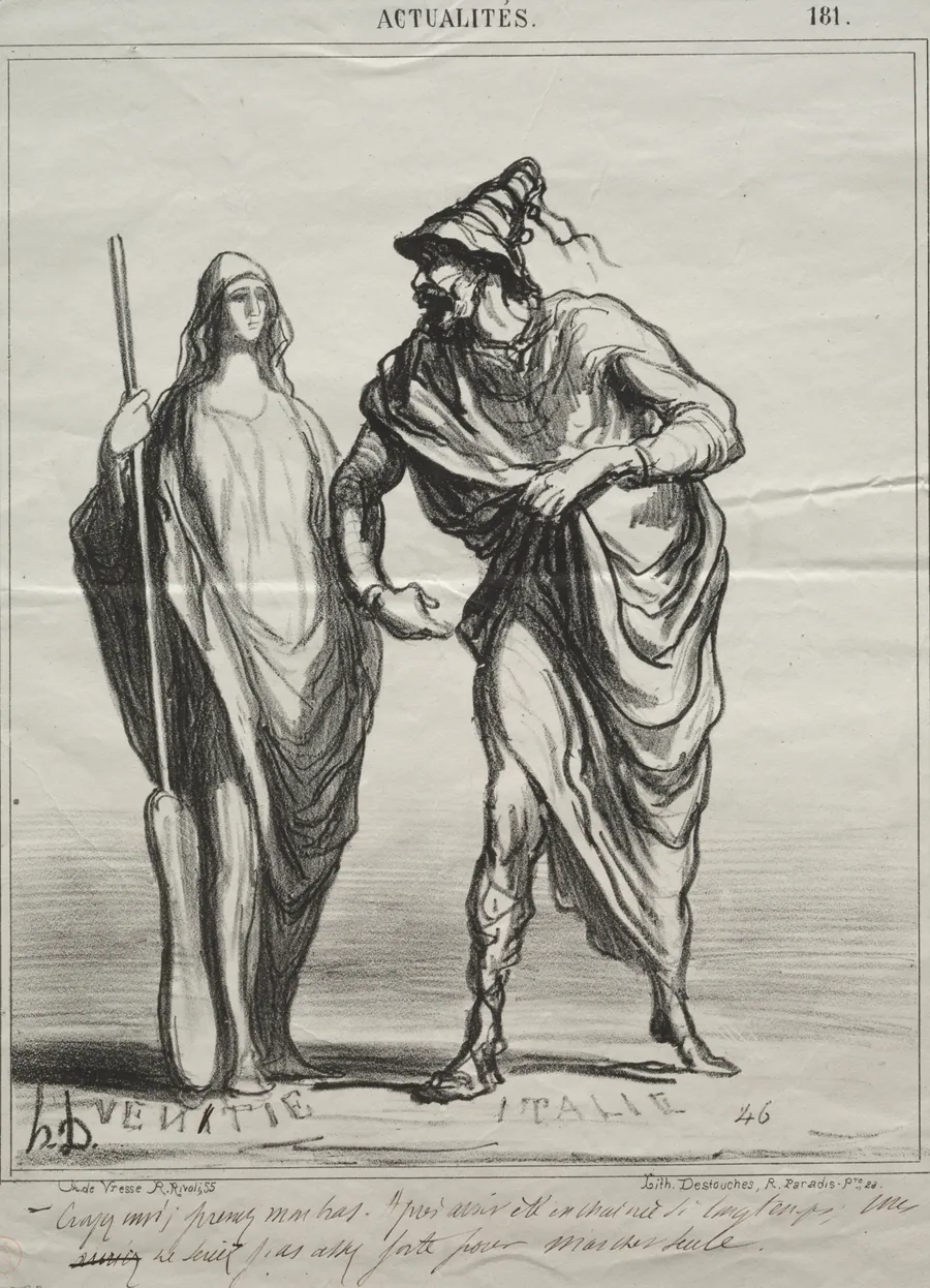 Trust me! Take my arm... by Honoré Daumier