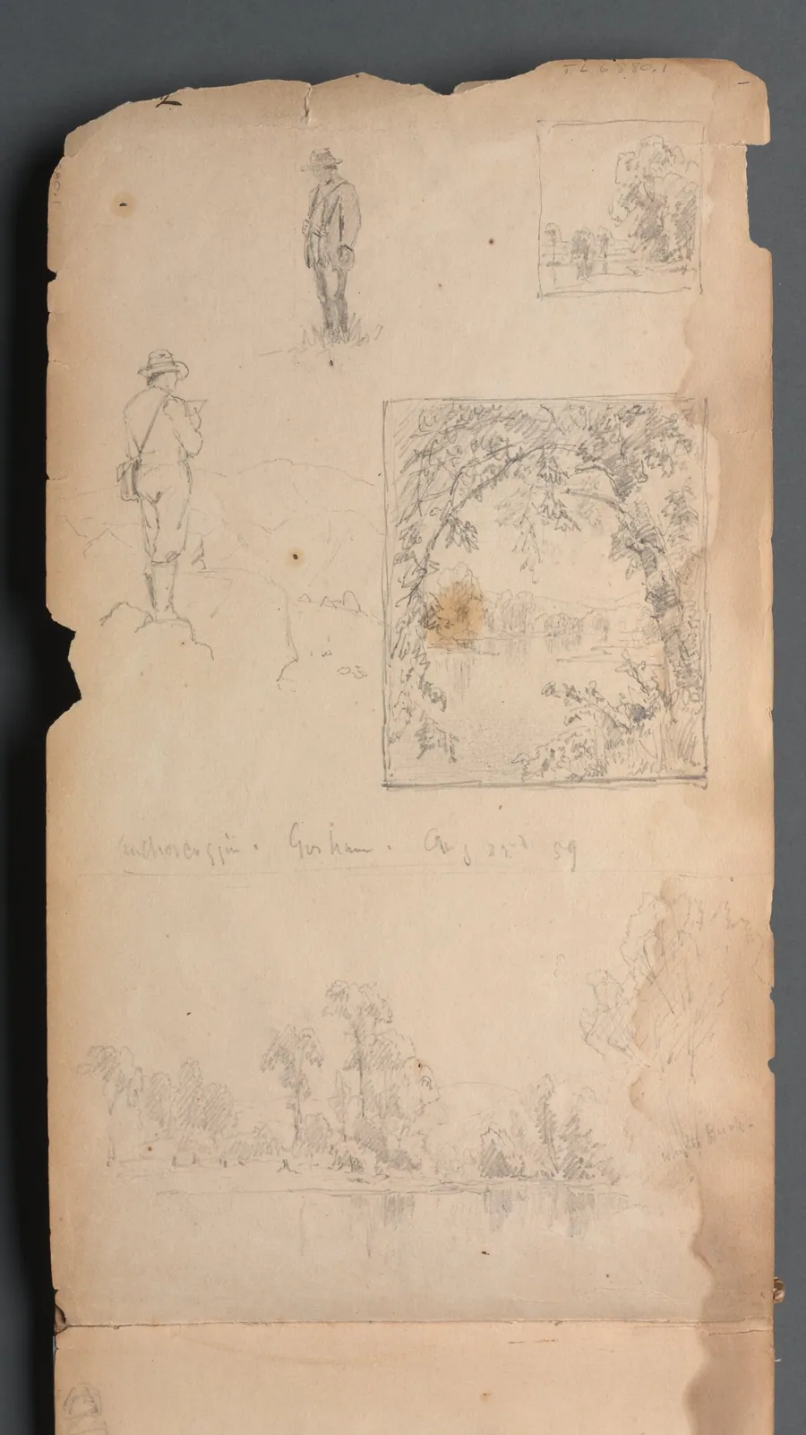 Sketchbook, page 01: Self Portraits with Vignittes by Sanford Robinson Gifford