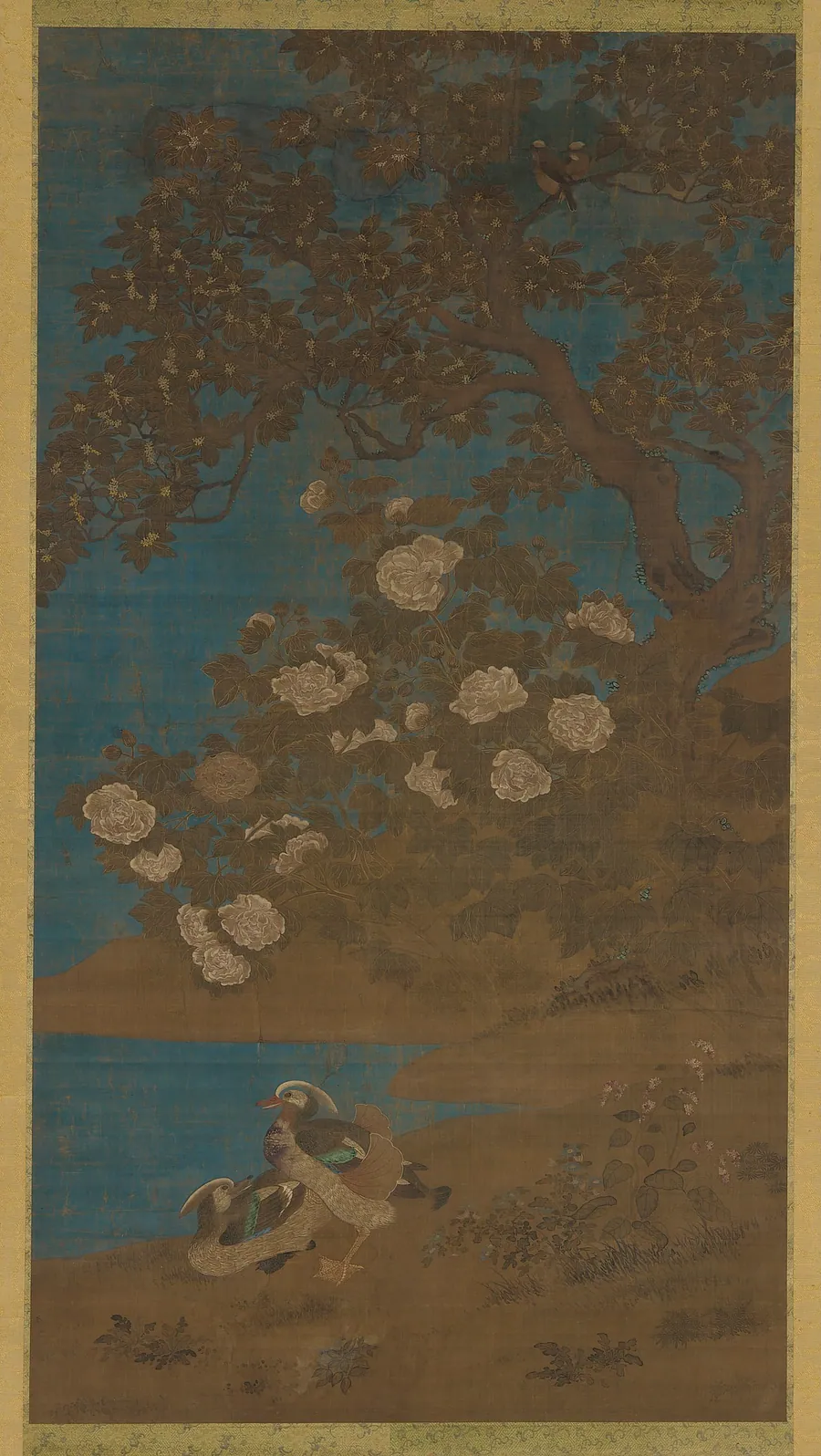 Mandarin ducks and flowers by Formerly attributed to Xu Chongsi (active 11th century)