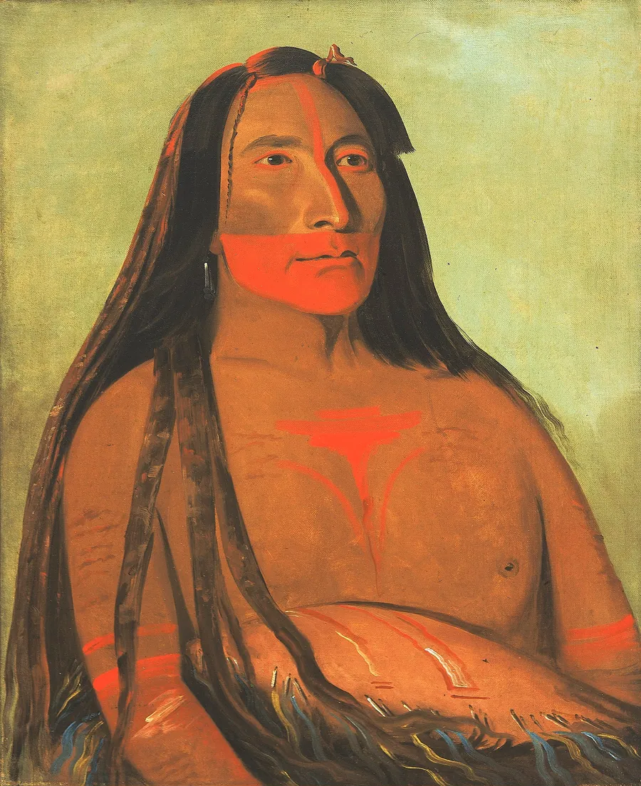 Máh-to-tóh-pa, Four Bears, Second Chief in Mourning by George Catlin, born Wilkes-Barre, PA 1796-died Jersey City, NJ 1872