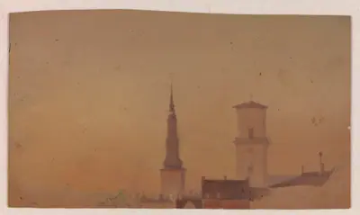 Studie af kirketårne på Petri Kirke og Vor Frue Kirke
