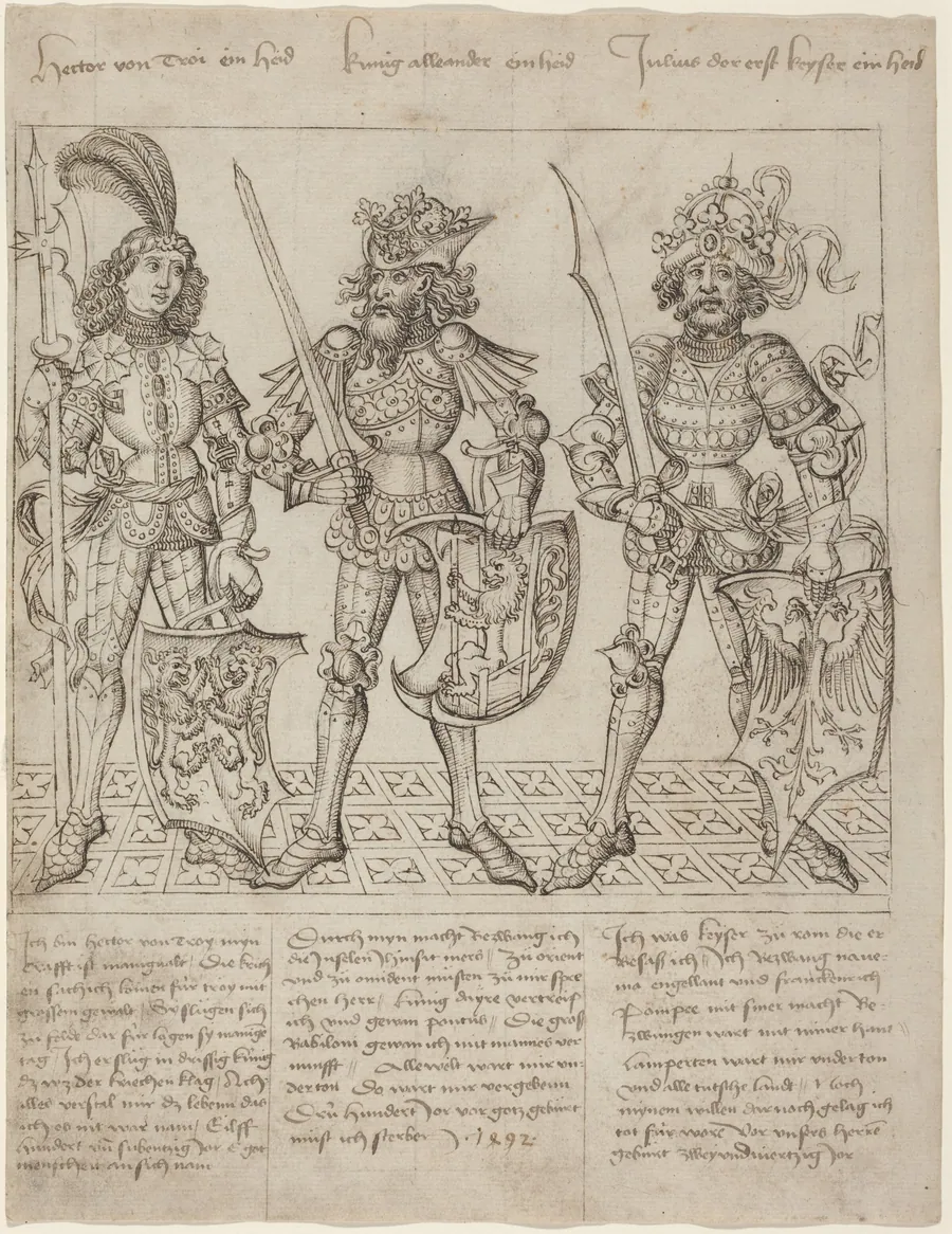 Hector of Troy, Alexander the Great and Julius Caesar by Primary Master of the Strassburg Chronicle