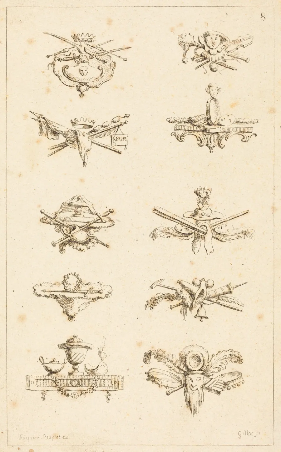 Designs for Tail-Pieces: pl. 8 by Gabriel Huquier