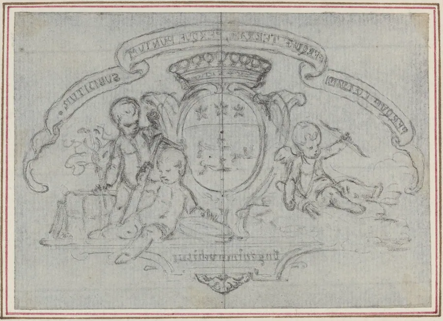 Coat of Arms with Three Putti by Hubert François Gravelot