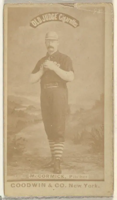 James "Jim" McCormick, Pitcher, Pittsburgh Alleghenys, from the Old Judge series (N172) for Old Judge Cigarettes