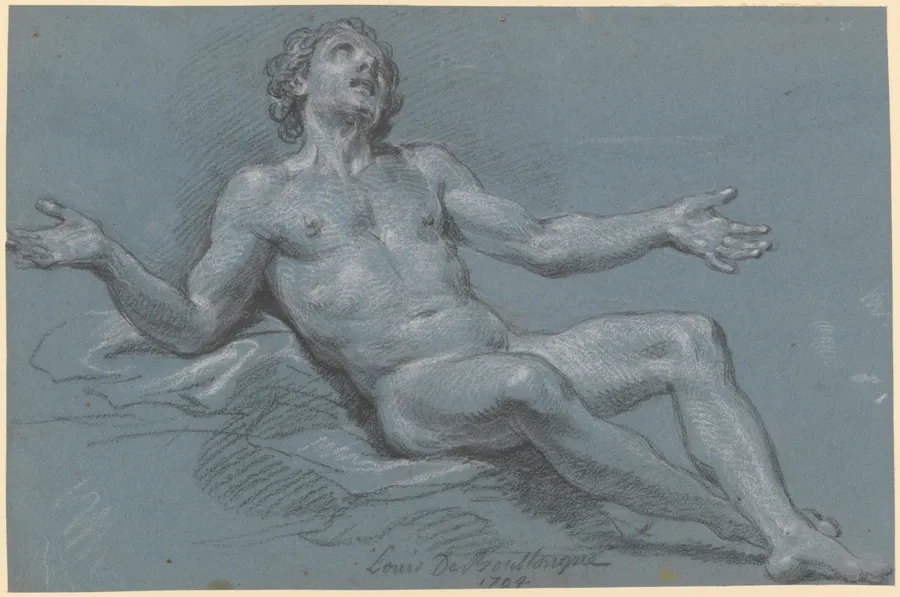 Seated Male Nude by Louis de Boullogne the Younger