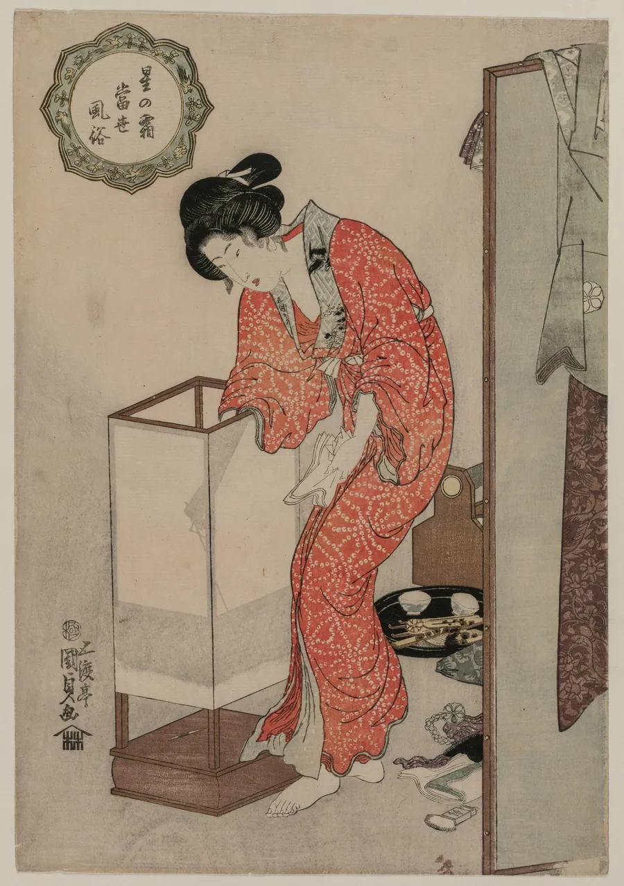 Woman Putting Out a Light (from the series Modern Customs: Frost Beneath the Stars) by Utagawa Kunisada