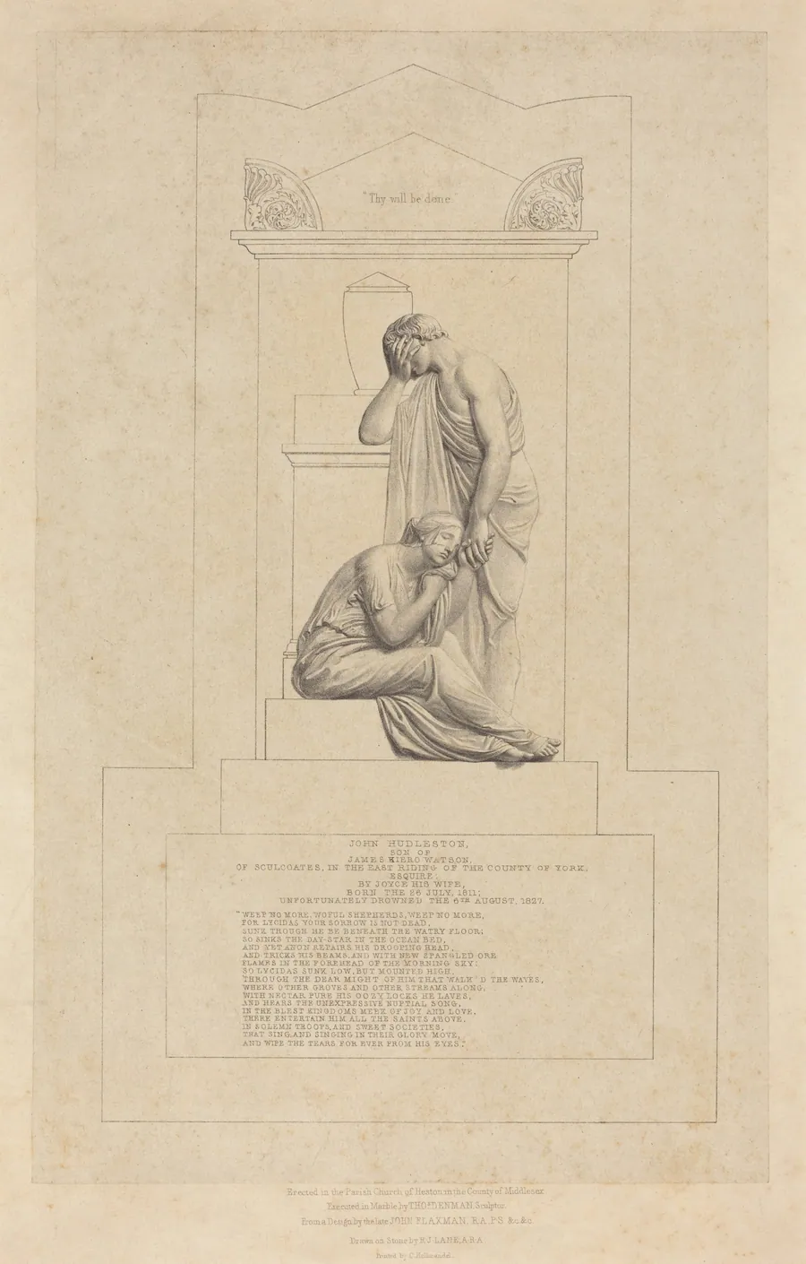 Monument to John Hudleston by Richard James Lane
