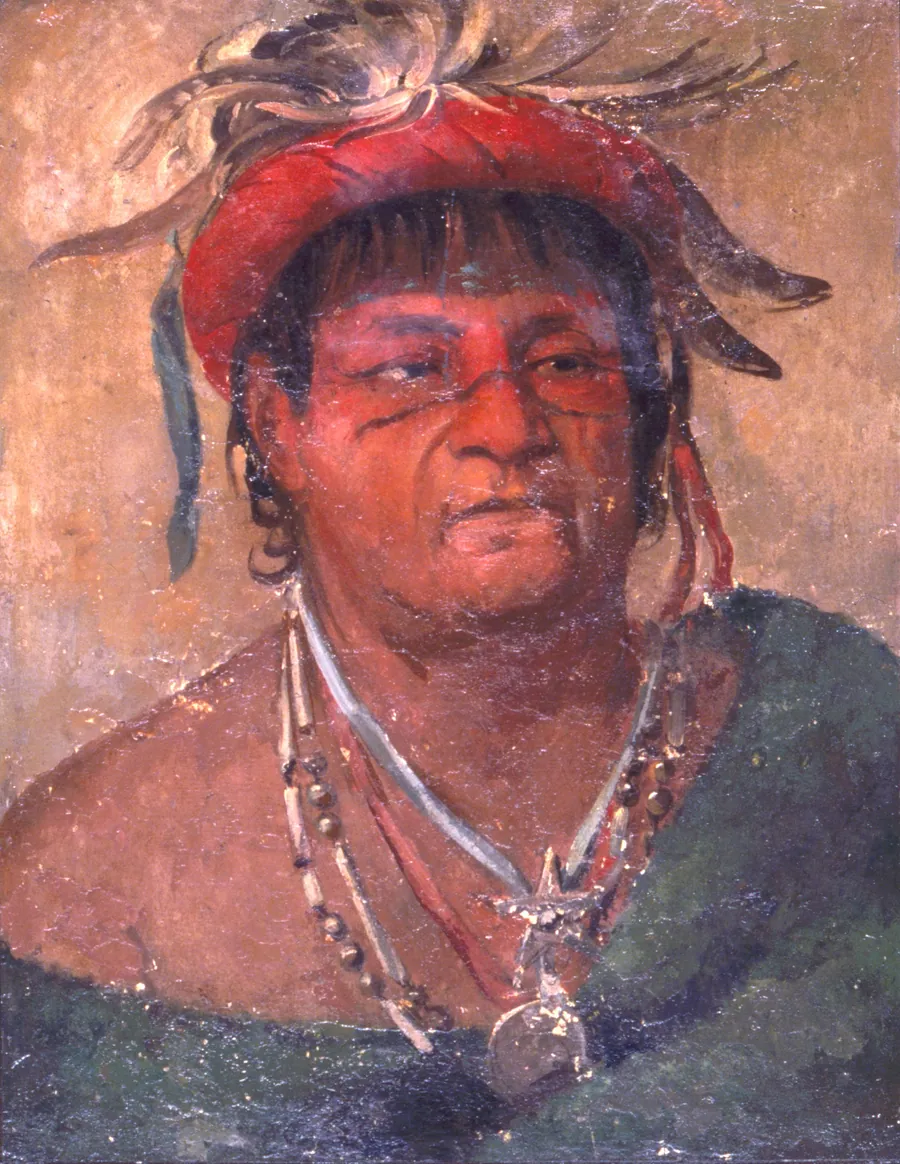 Aúh-ka-nah-paw-wáh, Earth Standing, an Old and Valiant Warrior by George Catlin, born Wilkes-Barre, PA 1796-died Jersey City, NJ 1872