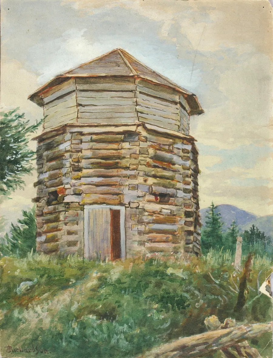 Russian Block House, Alaska, 1900 by Theodore J. Richardson, born Readfield, ME 1855-died Minneapolis, MN 1914