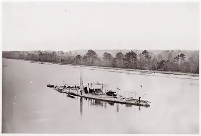 U.S. Monitor "Casco" on James River, taken from a lookout tower on bank.