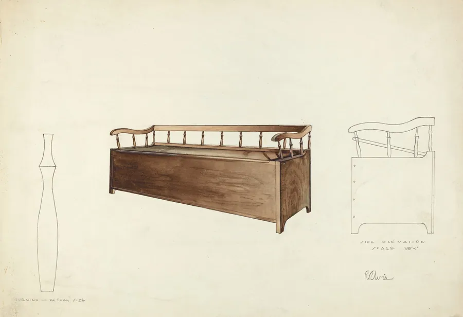 Spindle Settee Chest by Roberta Elvis