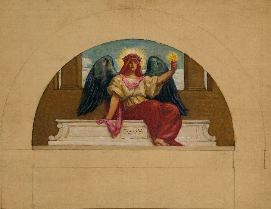 Sketch for the Mural at Oberlin College, "The Spirit of Self-Sacrificing Love" by Kenyon Cox, born Warren, OH 1856-died New York City 1919