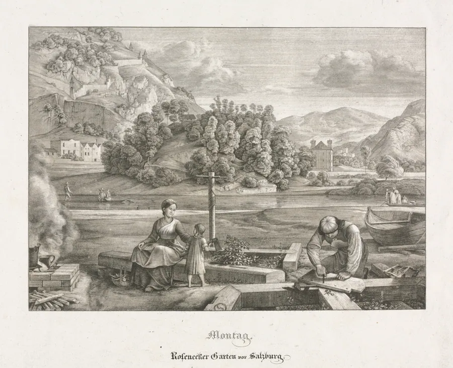 Seven Views in Salzburg and Berchtesgaden: Monday: Rosenecker Garden Salzburg by Ferdinand Olivier