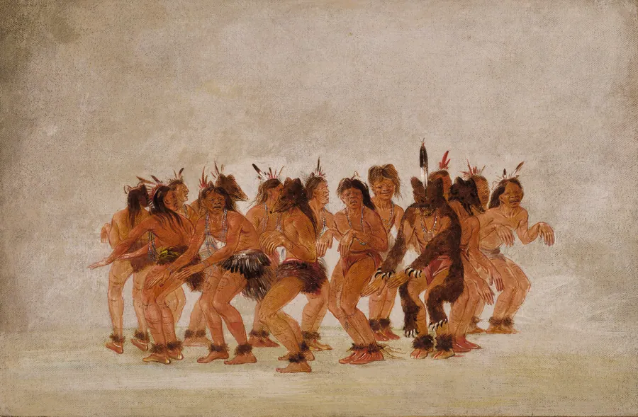 Bear Dance, Preparing for a Bear Hunt by George Catlin, born Wilkes-Barre, PA 1796-died Jersey City, NJ 1872