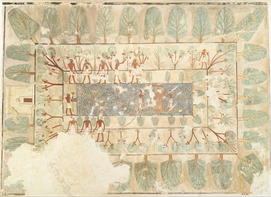 Deceased Being Towed in a Boat, Tomb of Rekhmire by Nina de Garis Davies