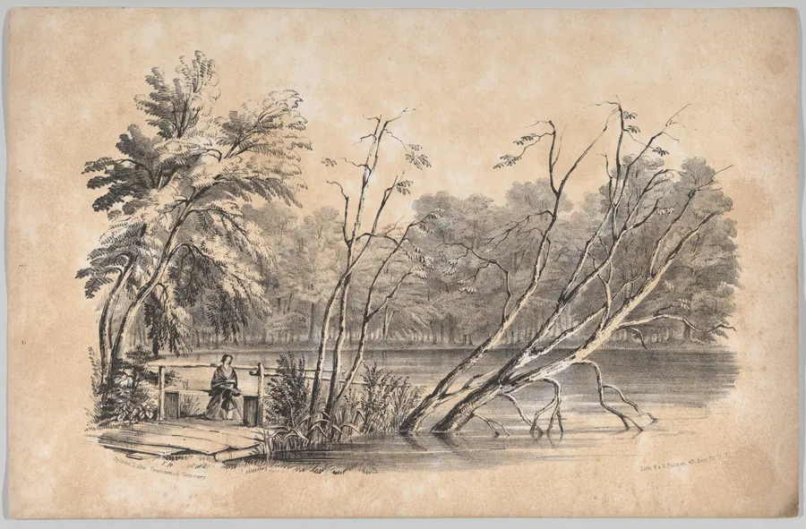 Sylvan Lake, Greenwood Cemetery, in: The New York Drawing Book, Containing a Series of Original Designs and Sketches of American Scenery, No. 2 by Francis & Seymour Palmer