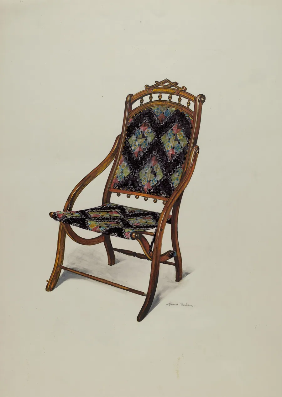 Folding Oak Chair by Florence Truelson
