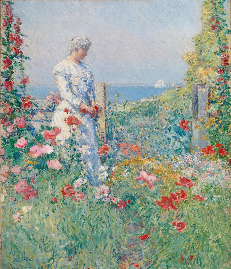 In the Garden (Celia Thaxter in Her Garden) by Childe Hassam, born Dorchester, MA 1859-died East Hampton, NY 1935