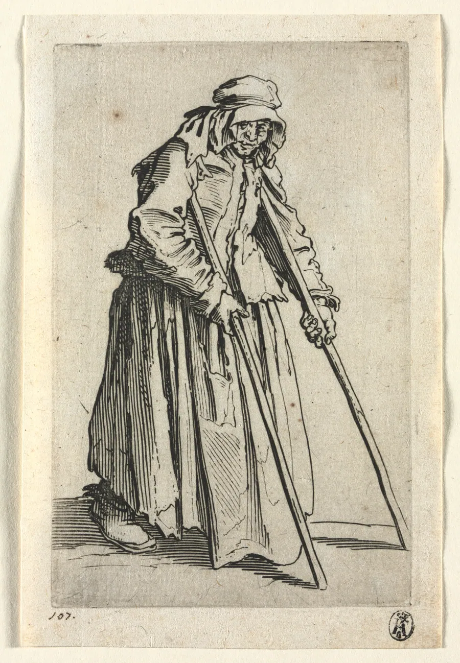 The Beggars: Beggar Woman on Crutches by Jacques Callot