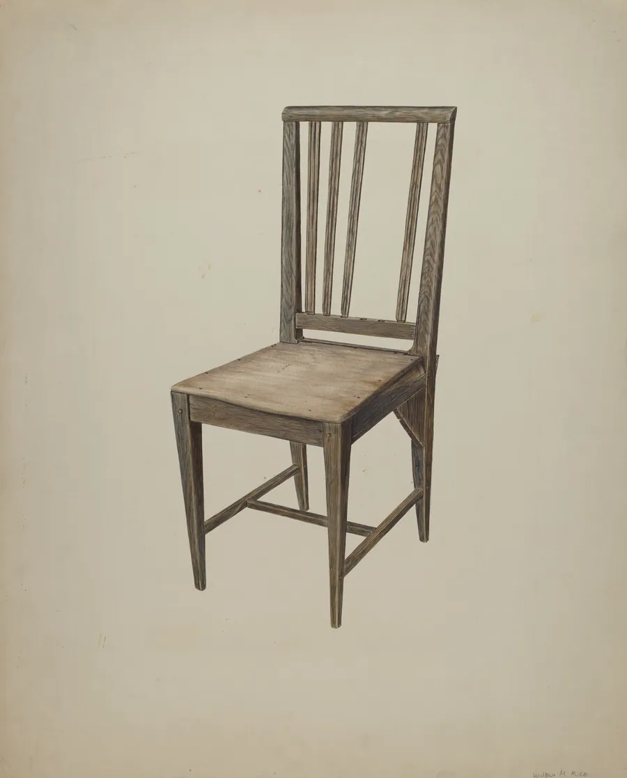 Wooden Straight Chair by Wilbur M Rice