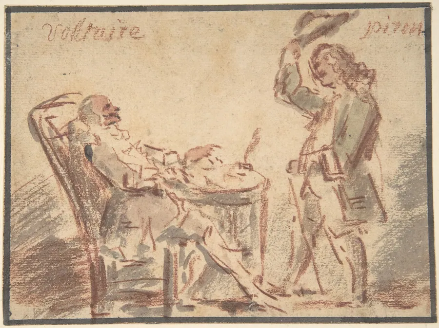 Voltaire and Piron by Claude Gillot