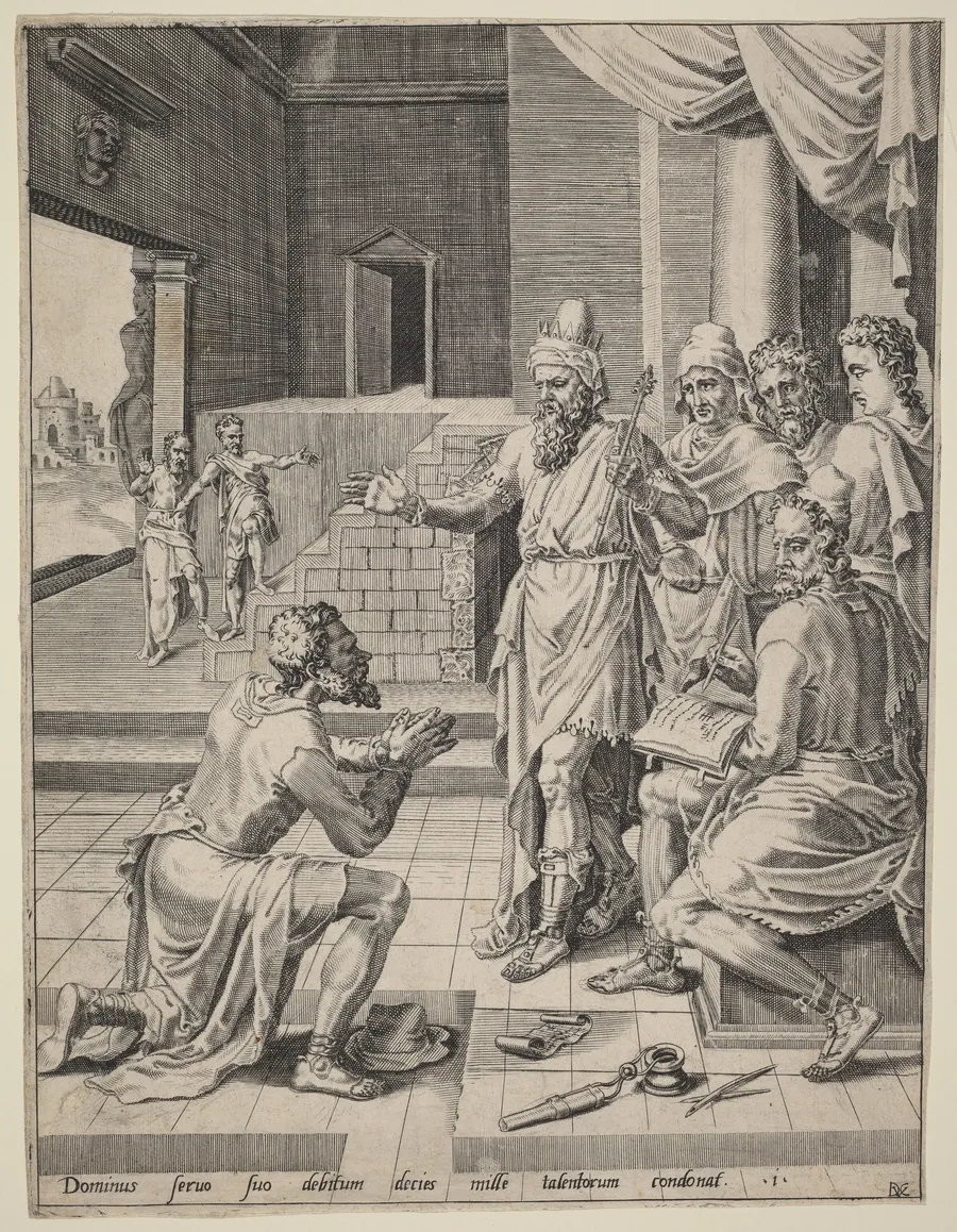 The King Forgiving His Servant His Debt by Dirck Volckertz Coornhert