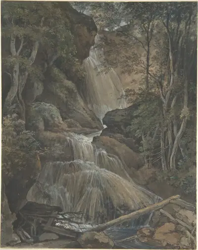 A Waterfall in a Forest at Langhennersdorf