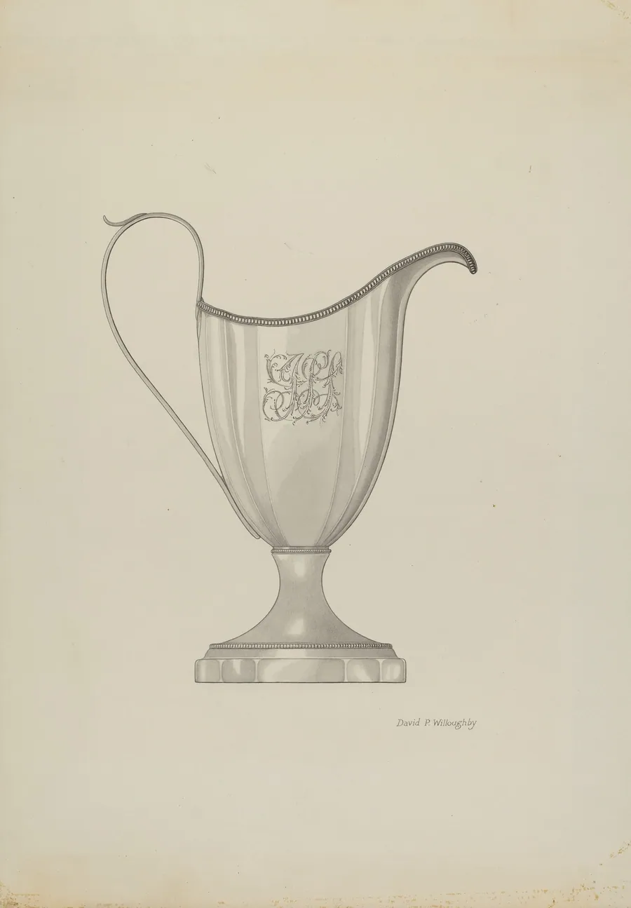 Monogrammed Silver Cream Pitcher by David P Willoughby