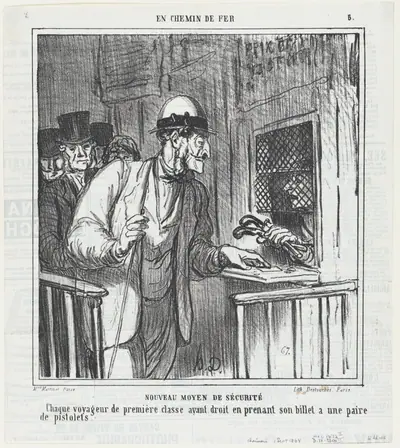 New security measures, from 'On the train,' published in Le Charivari, September 1, 1864