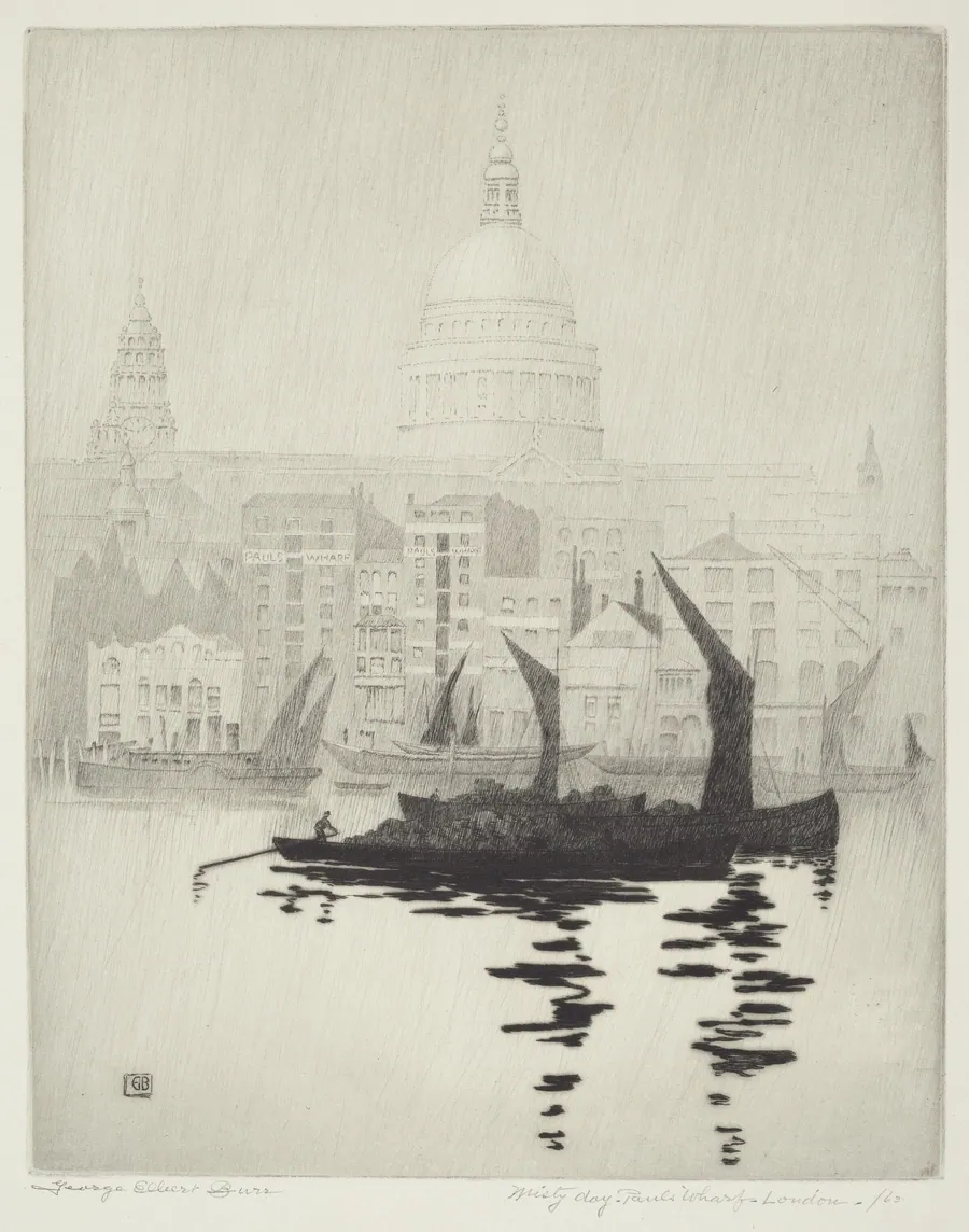Misty Day, Paul's Wharf, London by George Elbert Burr