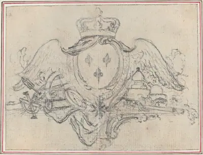 Arms of the King of France with Wings and Scientific Instruments