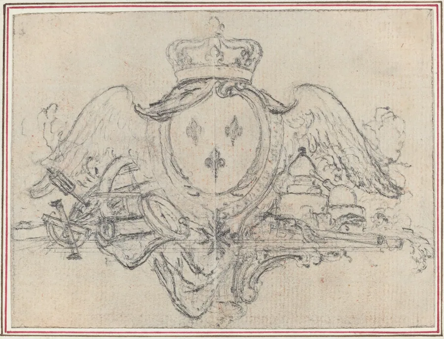 Arms of the King of France with Wings and Scientific Instruments by Hubert François Gravelot