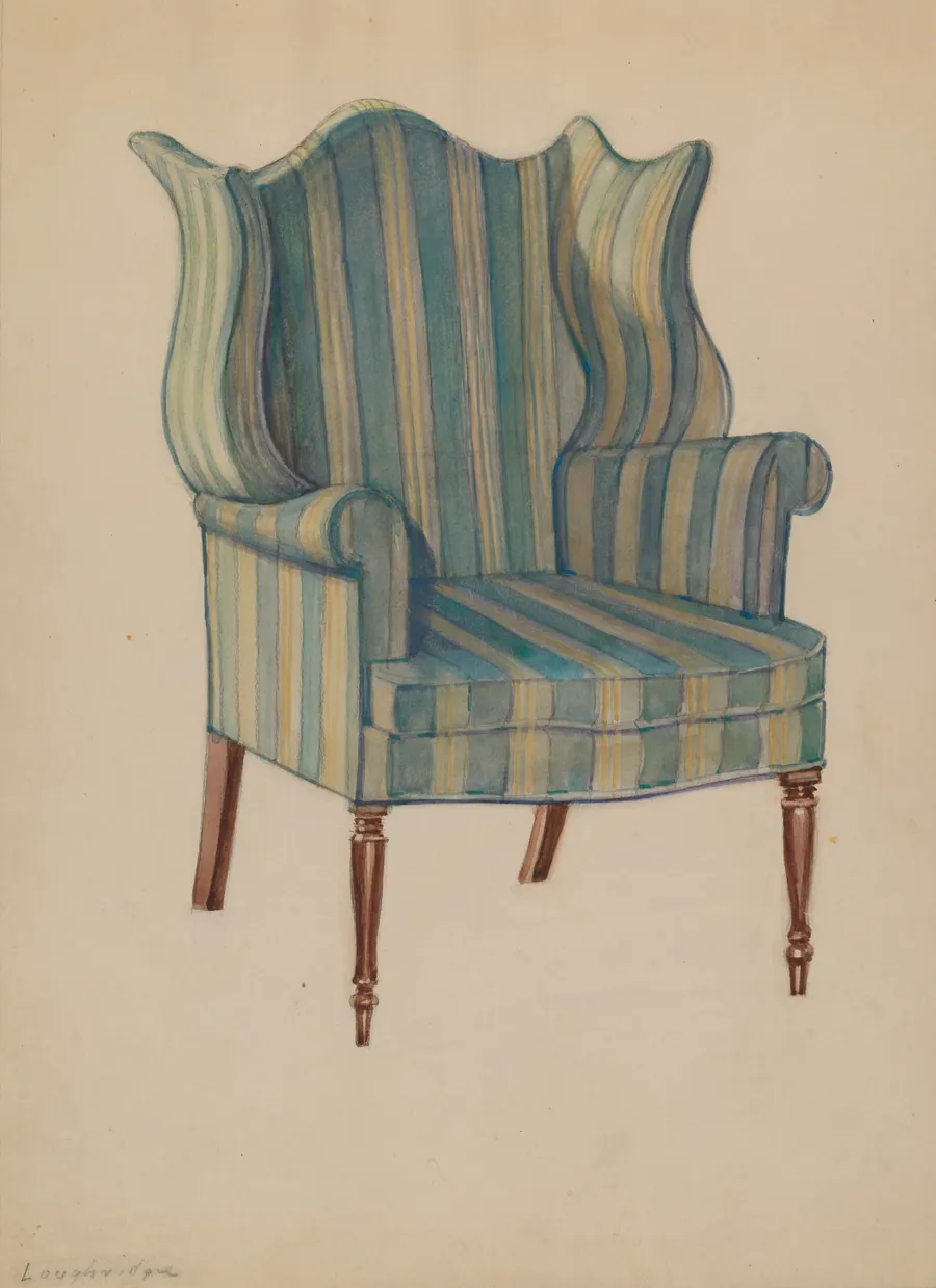 Chair, Wing, Turned Front Legs by George Loughridge