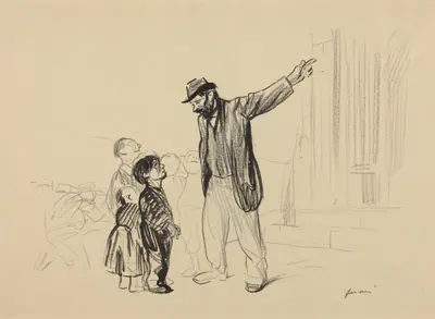 a) L'Englise de leurs peres (recto); b) Man with Cigarette (verso)