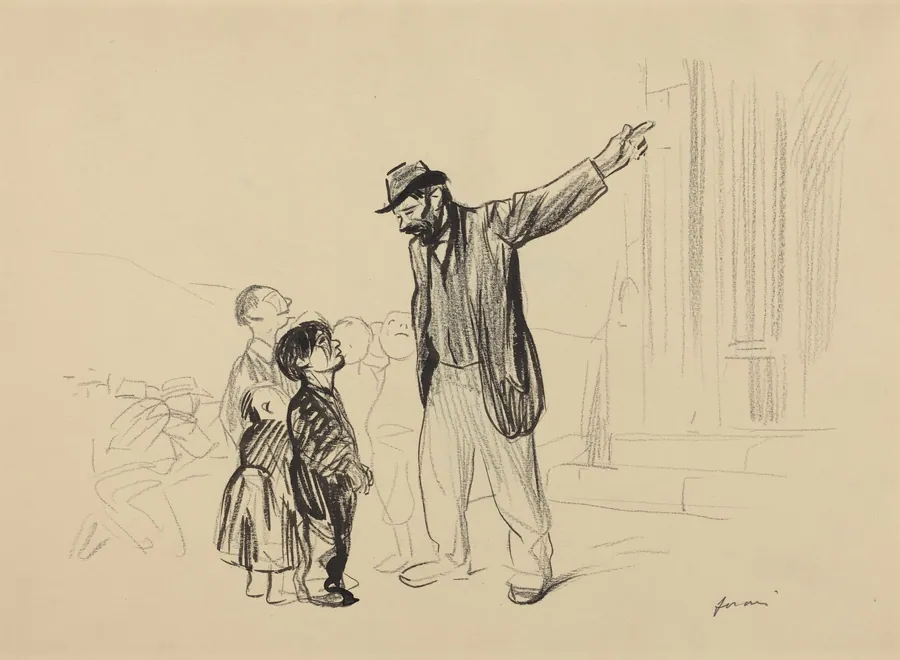 a) L'Englise de leurs peres (recto); b) Man with Cigarette (verso) by Jean-Louis Forain