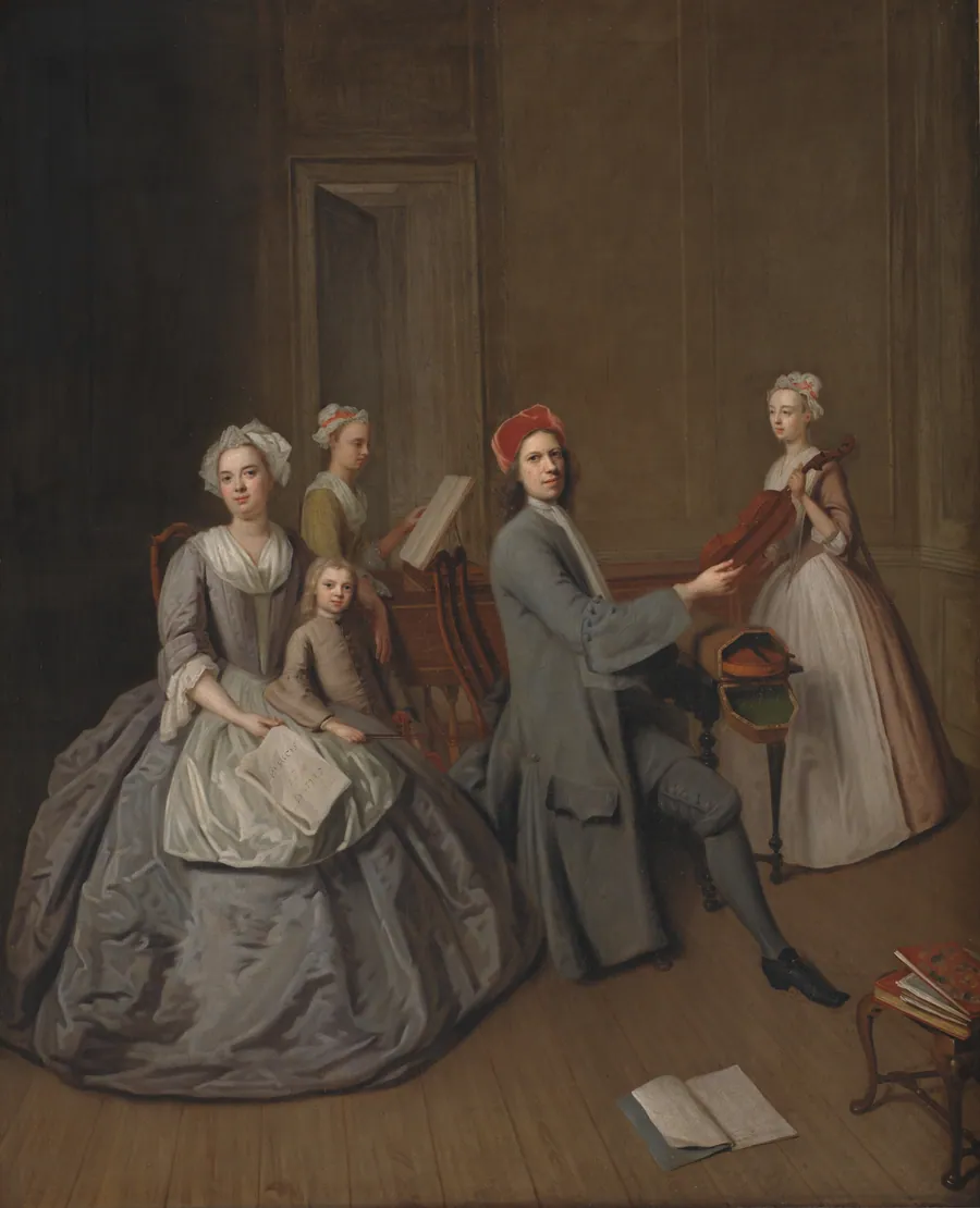 Kunstneren og hans familie musicerende by Balthasar Denner