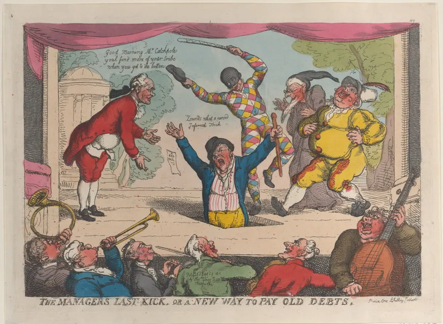 The Manager's Last Kick, or a New Way to Pay Old Debts by Thomas Rowlandson